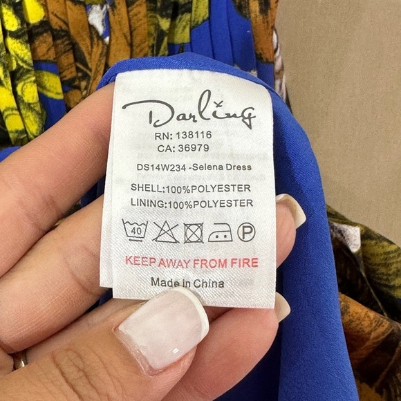 Darling Selena Floral Tropical Pleated Dress, Size XL - Picture 9 of 11